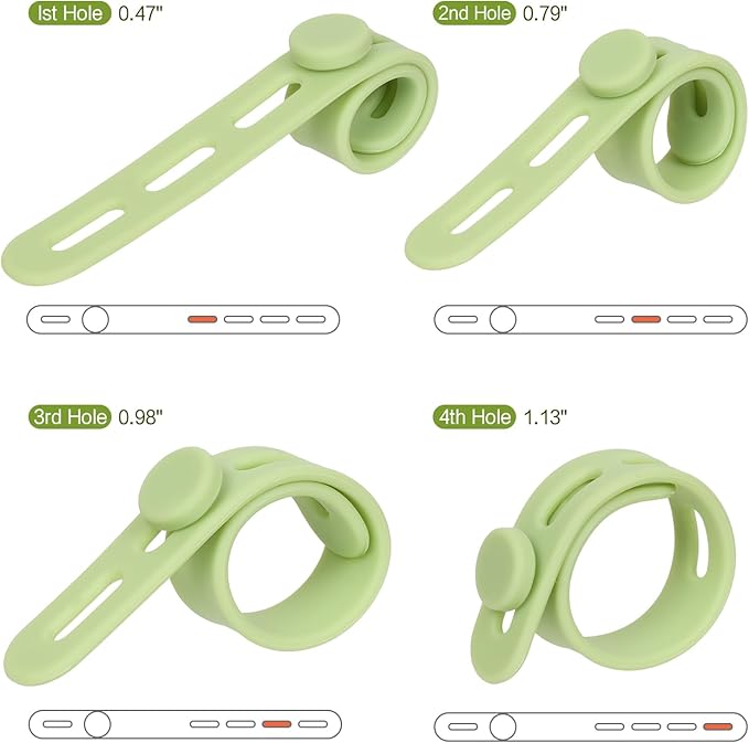 Donruby 24Pcs Silicone Cable Ties - Reusable & Washable with Locking Buckle Design, Adjustable Fastening Cable Straps, Multi-Purpose High Elasticity Cord Organizer (Matcha Green)