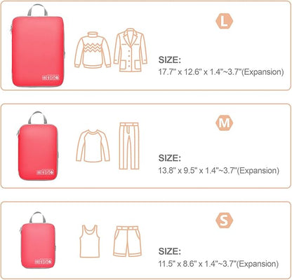 Cambond Compression Packing Cubes for Travel Women - Expandable Travel Bags Luggage Organizers Travel Essentials Compression Cubes for Travel Carry on Suitcases Organizer