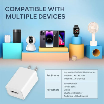 Wall Charger Cube 5V1A USB Power Supply Charging Block Universal Wall Plug Brick Portable Travel Fast Charger Power Adapter for iPhone, Samsung Galaxy, LG (White)