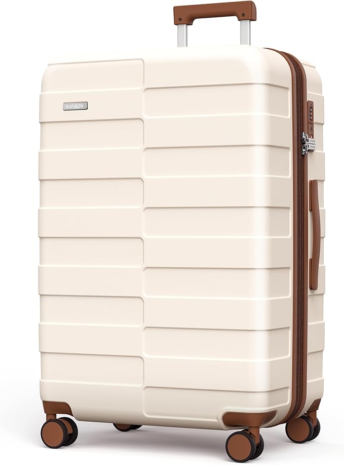 Luggage 28 Inch (3-Years VIP Service) Hardside Expandable Large Capacity Travel Suitcase Ultra Durable Polycarbonate Lightweight with TSA Lock Spinner Wheels, Elegant White