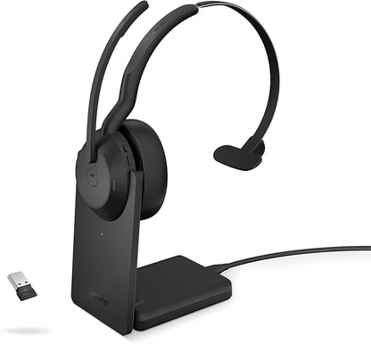 Jabra Evolve2 55 Mono Wireless Headset with Charging Stand AirComfort Technology, Noise-Cancelling Mics & Active Noise Cancellation - MS Teams Certified, Works with Other Platforms - Black
