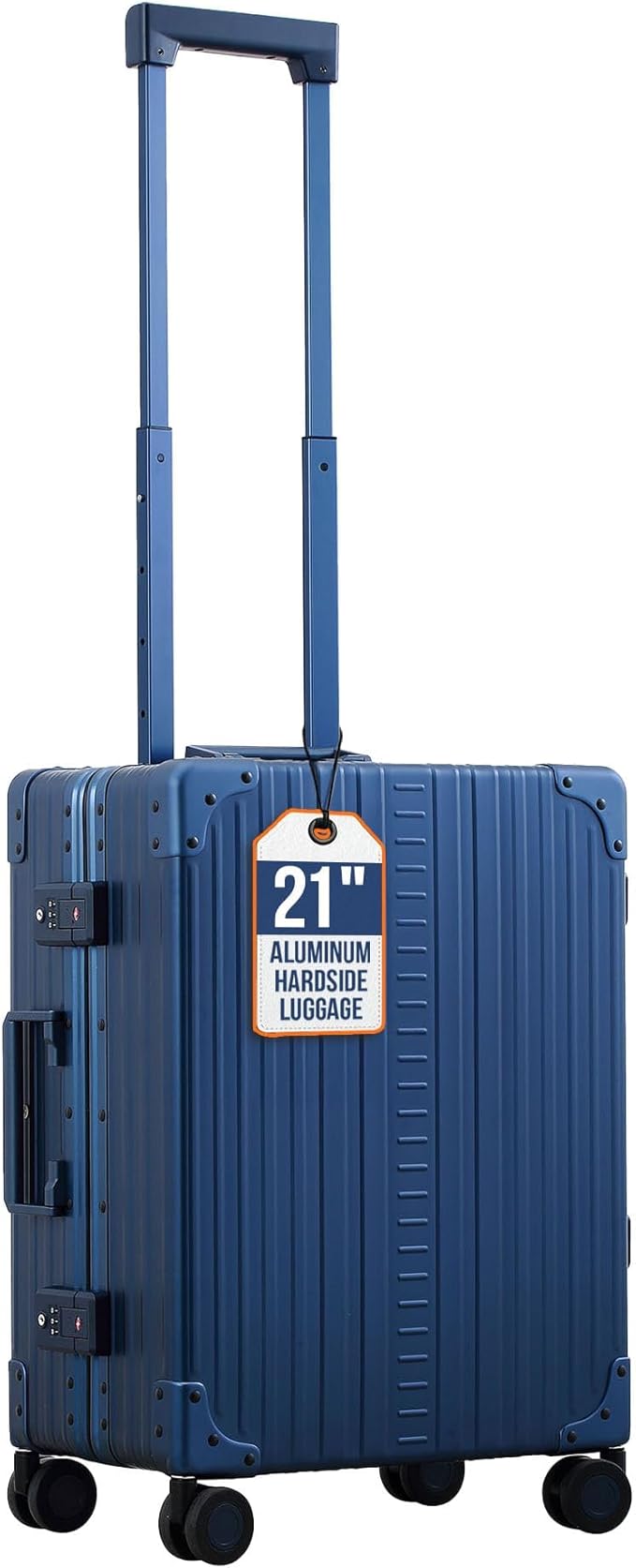 Aleon All Aluminum Lightweight Carry-On Luggage - Hardside Carry-On Suitcase, TSA Approved, Hard Shell Suitcase for Travel, Airline Approved 21 Inch Hard Spinner Wheels Luggage (Sapphire)