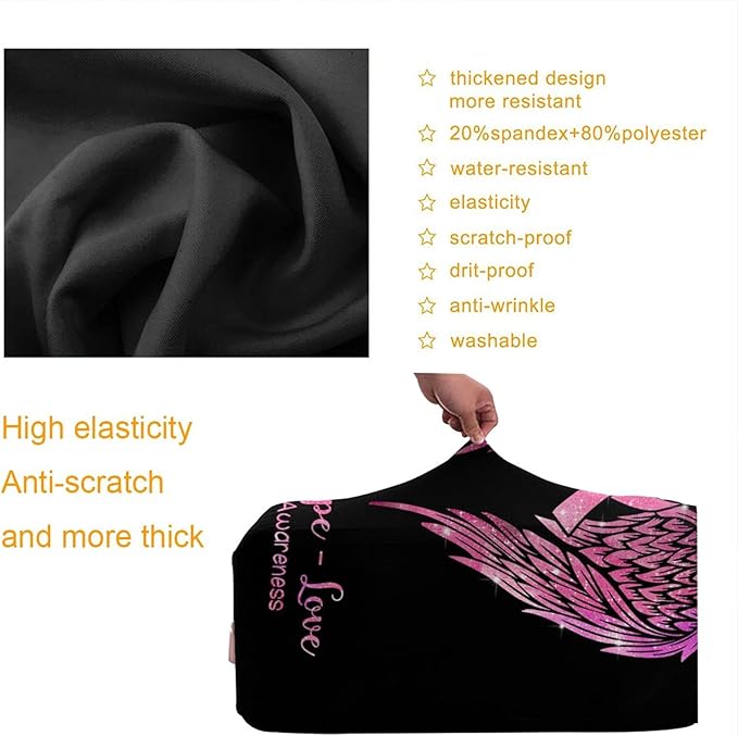 Travel Suitcase Protector Breast Cancer Pink Ribbon Elastic Protective Washable Luggage Cover With Concealed Zipper Suitable For 18-32 Inch(S (for 18--21 inch luggage))