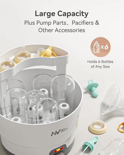 HEYVALUE Ease-Steam Bottle Sterilizer, Compact Baby Bottle Sterilizer, Fast One-Touch Operation (Esterilizador de Biberones), Electric Sterilizer for Baby Bottles, Baby Essentials & Breast Pump Parts