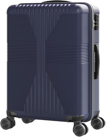Karl home 24" Check-in Luggage, PP Hardside Checked Medium Suitcase with Wheels, Waterproof Durable Rolling Luggage with Built-in Lock for Travel Business, Blue