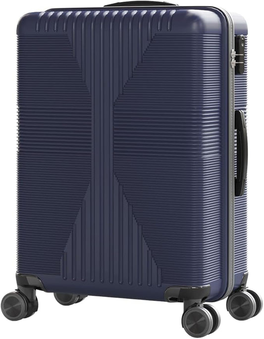 Karl home 24" Check-in Luggage, PP Hardside Checked Medium Suitcase with Wheels, Waterproof Durable Rolling Luggage with Built-in Lock for Travel Business, Blue