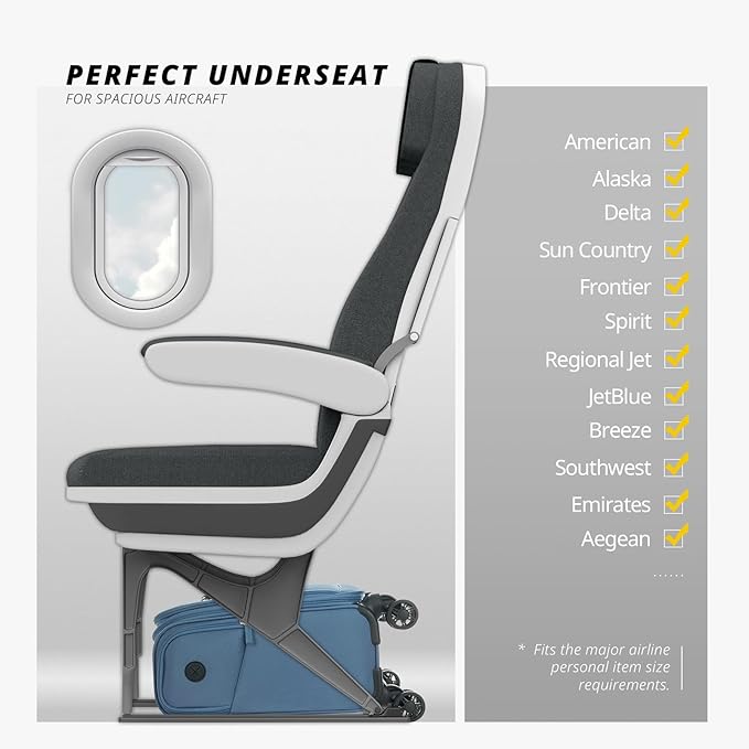 Verage Underseat Carry On Luggage with Wheels & USB Port,14 inch Coast Blue Wheeled Spinner Bag Carry-on Luggages for Airlines, Lightweight Suitcase Men Women, Pilots and Crew