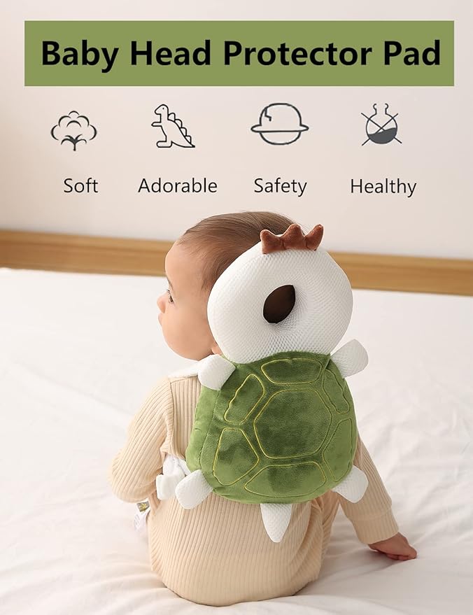 JunNeng Toddler Baby Head Protector Backpack for Toddler Walker with Knee Pads&Anti-Slip Socks, Turtle