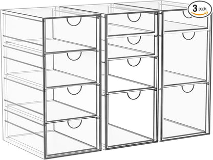 Arcylic Makeup Organzier with 11 Drawers, Clear Storage Drawers, Bathroom Makeup Organizer for Palettes, Cosmetic, and Beauty Supplies,Ideal for Vanity, Cabinet,Desk Organization