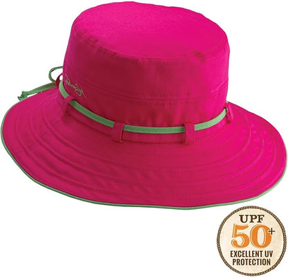 Women's Contrast Cotton Bucket Sun Hat with Sizing Tie, 3" Brim