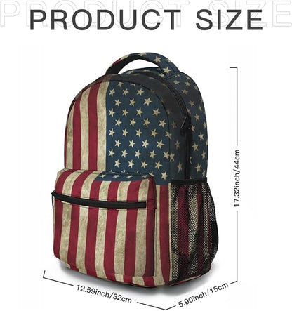 American Flag Baseball Print Backpack, Laptop Backpack with Multiple Pockets for Adult Hiking Travel Work 17 Inch