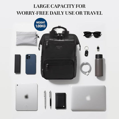 Timeet Laptop Backpack for Women Men, 17 Inch Travel Backpack with USB Charging Port, Water Resistant & Anti-theft for Work College Business, Multifunctional Carry on Backpack, Mousse Black