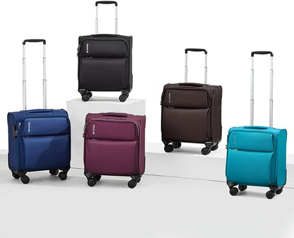 Hanke 16 Inch Underseat Carry On Luggage with Spinner Wheels Airline Approved, Small Rolling Suitcase Softside Underseater Lightweight TSA Travel Roller Suitcase Carry-On Bag(Blue)