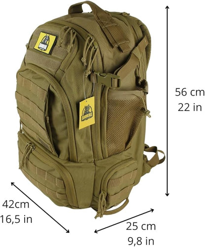 Tactical Backpack 50L/55L -Military Backpack- Large tactical backpack-3 Day Assault Pack -Molle Bag. Durable Travel Backpack hiking backpack(COYOTE BROWN.)