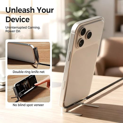 240W Braided Fast Charge Cable with Built-in Phone Stand, 2026 New T-Shaped Durable USB-C to USB-C Charger Cord, Charging Cord with Foldable Phone Holder (Black-1 Pack)