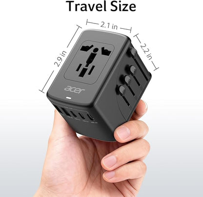 Acer Universal Travel Plug Adapter - International Power Adapter with 5 USB Ports (3 USB C) 5.8A, Worldwide Outlet Charger for USA to European UK France Germany Spain, Type C/E/F/G/I/L/A, Black