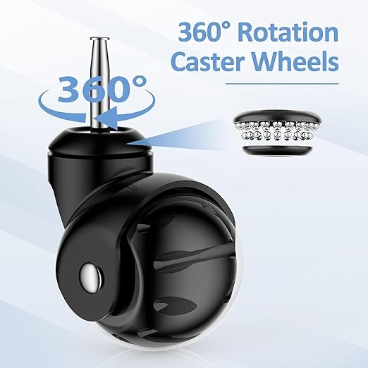 2 Inch Ball Caster Wheels - Stem Casters Set of 4,Heavy Duty 1200 LBS,360° Swivel,Non Marking Polyurethane,Black Replacement Castors for Furniture, Cabinet, Cart,Coffee Table (Premium Black)