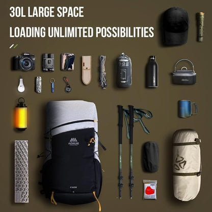 AONIJIE 30L Lightweight Hiking Backpack Waterproof Hiking Bag For Men Women Trail Running Camping Backpack Daypack (Black)
