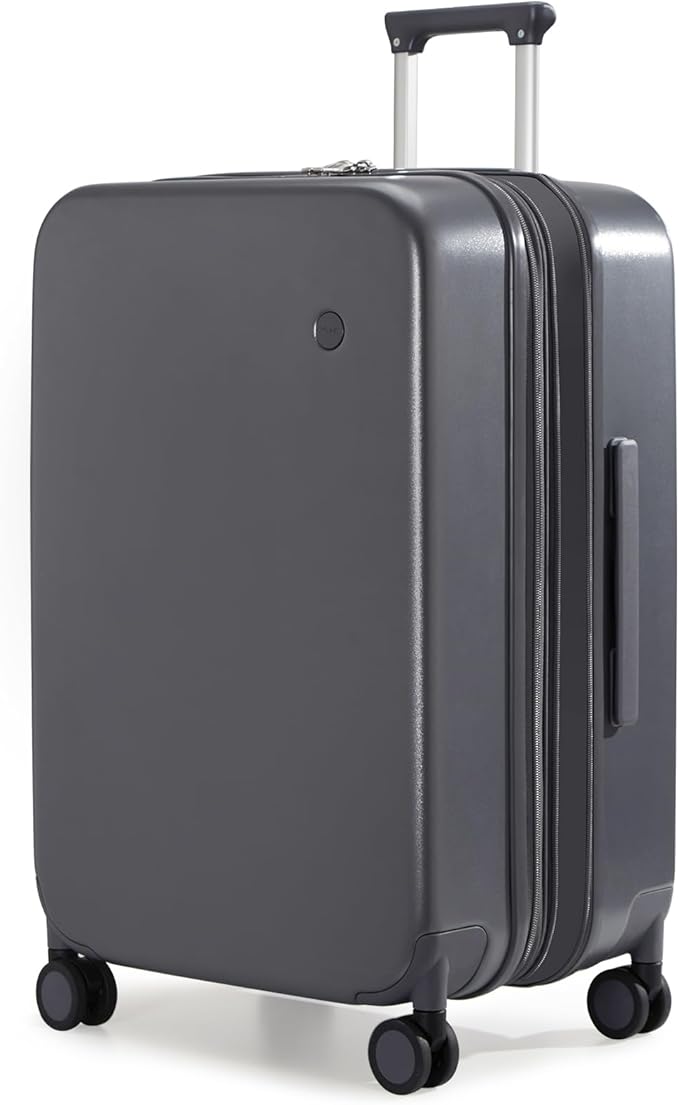 mixi 26 Inch Large Expandable Checked Luggage Suitcases with Spinner Wheels, Hardside Rolling Travel Suitcase PC with TSA Lock & Cover, Rock Gray