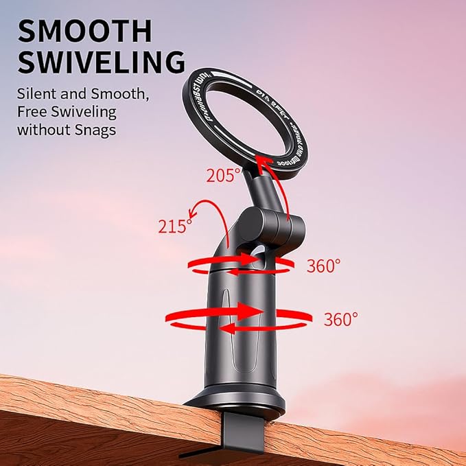 Universal 360° Magnetic Airplane Phone Holder Mount – Strong Clamp, Compatible with iPhone & All Smartphones, Hands-Free Viewing for Travel & Home Use