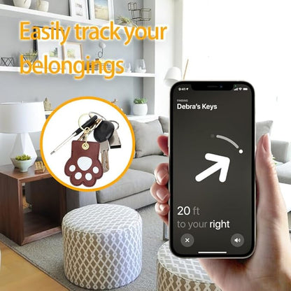 Leather Keychain Case Holder Compatible with Apple AirTag, GPS Airtag Keychain Finder Tracker with Key Ring, Anti-Scratch Protective Air Tag Cover