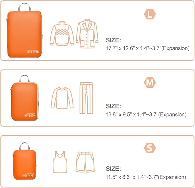 Cambond Compression Packing Cubes for Travel Women - Expandable Travel Bags Luggage Organizers Travel Essentials Compression Cubes for Travel Carry on Suitcases Organizer