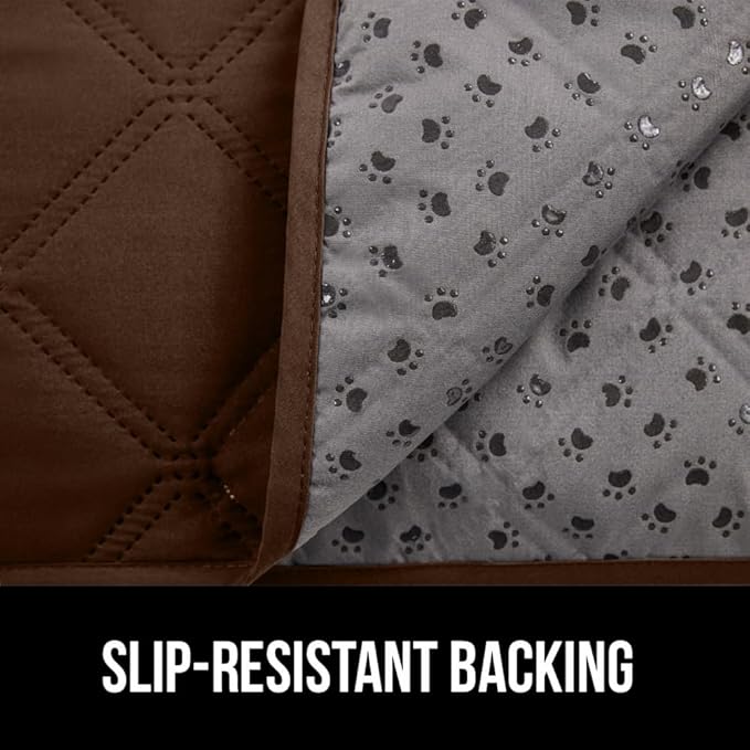 GORILLA GRIP Waterproof Bed Cover for Dogs, 82x52, Gripped Slip Resistant Backing, Leak Proof Washable Dog Blanket Covers Sofa, Couch, Sectional, Crate, Car, RV Seats, Pet Puppy Essentials, Brown