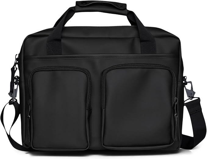 RAINS Texel Tech Bag - Black Waterproof Water Resistant Water Repellent Laptop Bag Unisex Commuter Travel Case 15" Computer Sleeve Tech Organizer - 2 Year Warranty