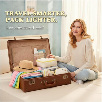 7-Piece Travel Packing Cube Set Luggage Organizer Bags for Suitcases Clothes Underwear Toiletry Cosmetic and Document Storage Efficient Travel Essentials