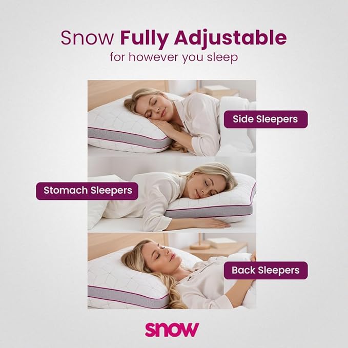 IWS I WANNA SLEEP Snow® Touch Adjustable Pillow, Neck Support, Queen Size Bed Pillows for Sleeping, Gel Cross Cut Memory Foam for Side Sleepers