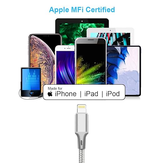 cugunu USB C to Lightning Cable 5 Pack 3/3/6/6/10FT iPhone Charger Apple MFi Certified Power Delivery Fast Charging Cord Compatible with iPhone 14/13/12/11/XS/XR/X/8 - Gray