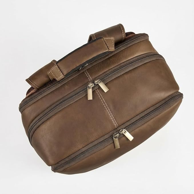 Luxorro Professional Leather Backpack – Handcrafted Full-Grain Leather Laptop Bag for Work & Travel (Dark Brown, 15 Inch)