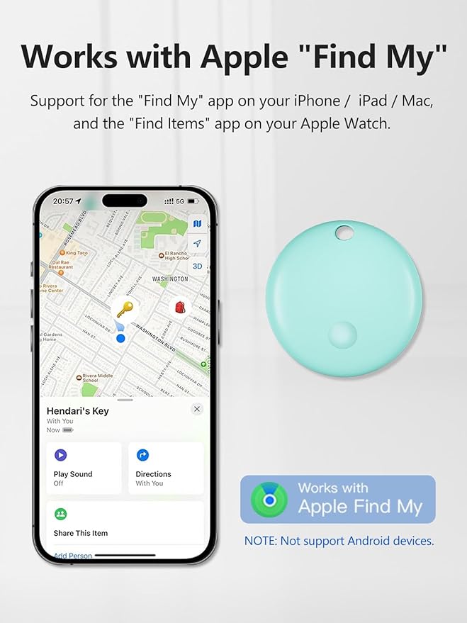 Tracker Tags, Item Finder Work with Apple Find My (iOS Only), Tracking Device Locator Smart Tag for Luggage, Keys, Wallet, Bike, Bags (Blue, 1 Pack)