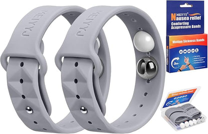 Morning Sickness Relief Wristbands Motion Sickness Bands for Adults Sea Sickness Wristbands for Cruise Travel Nausea Relief of Headaches, Insomnia, Anxiety and Queasinesss-Gray