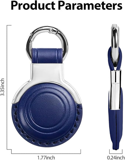 Genuine Leather for AirTag Holder Keychain for AirTag - Premium Handmade Protective Case Cover Accessories with Key Ring, Secure Hidden Design, All-in-One Package, Dark Blue