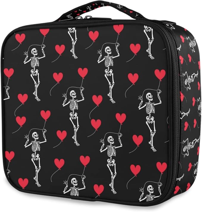 MNSRUU Women Makeup Bag Romantic Skull Gothic Makeup Bag Organizer Travel Cosmetic Bag for Teenage Girl Clear Make Up Bags with Zipper