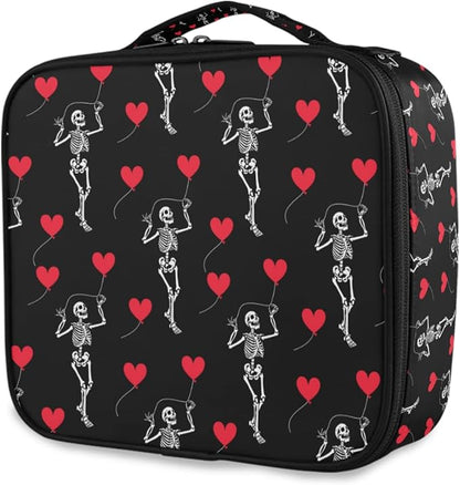 MNSRUU Women Makeup Bag Romantic Skull Gothic Makeup Bag Organizer Travel Cosmetic Bag for Teenage Girl Clear Make Up Bags with Zipper
