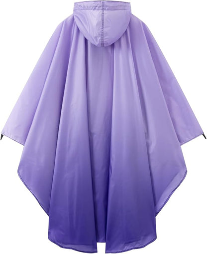 Hooded Rain Ponchos for Adult - Rain Coat and Rain Jacket with Waterproof Pocket and Zipper