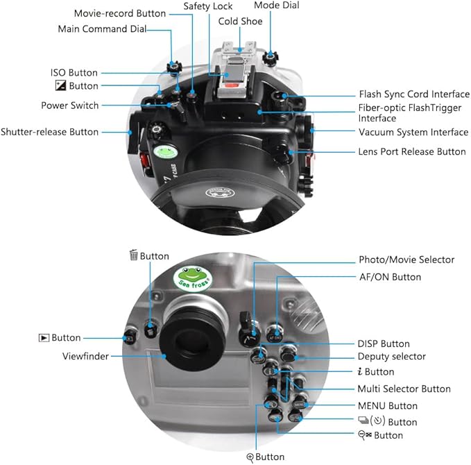 Sea frogs 40M/130ft Underwater Camera Housing Waterproof Case for Nikon Z7, Compatible with Nikon Z6, with 6 Inch Dome Port Kit