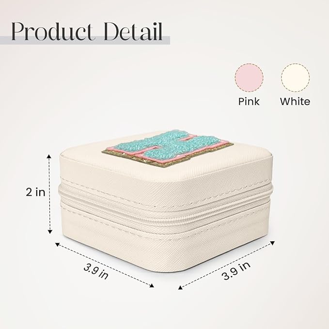 SANDJEST Personalized Jewelry Box, White Travel Jewelry Box with Initial H, Small Monogrammed Jewelry Case Organizer for Girls Women Teen Kids, Mini Travel Essentials Gifts for Birthday Christmas
