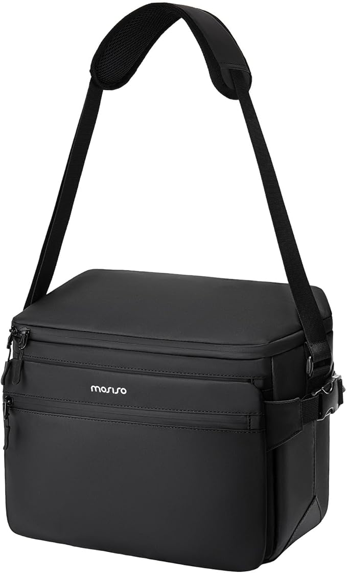 MOSISO Camera Bag, Photography Shoulder Messenger Bag for DSLR/SLR/Mirrorless Cameras, Waterproof Crossbody Camera Case with Front Pocket&Hollow Middle Compartment for Canon/Nikon/Sony, Black