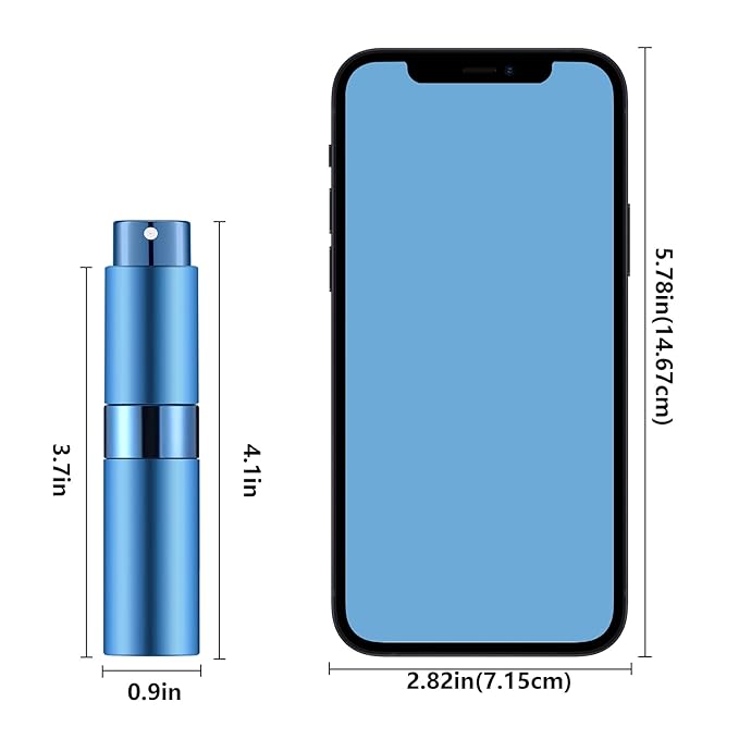 Lil Ray 8ml Portable Mini Perfume Atomizer(4 PCS)，Refillable Empty Small Spray Bottle for Travel, Twist Type Pocket Cologne Sprayer (Blue)