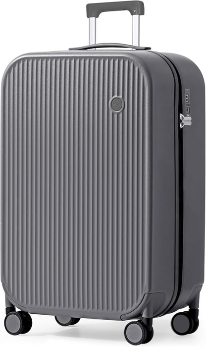 mixi 26 Inch Large Checked Luggage PC Hardshell Suitcases with Wheels for Travel Woman Men, Rock Gray