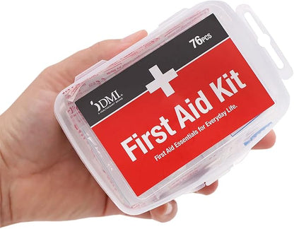 DMI 76-Piece First-Aid Kit, Portable All-Purpose Use for Minor Cuts and Scrapes, Durable Water-Resistant Case, Convenient and Portable for Travel, FSA & HSA Eligible