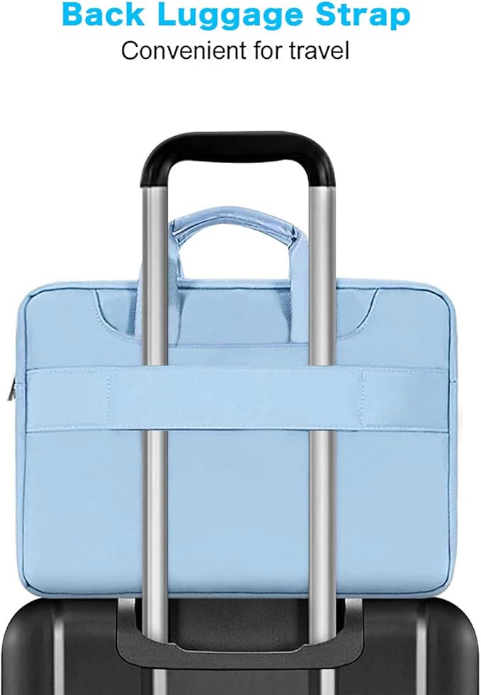 MOSISO 360 Protective Laptop Shoulder Bag Compatible with MacBook Air 15 M4 A3241 M3 A3114 M2 A2941/Pro 16 inch M4 M3 M2 M1, 15-15.6 inch Notebook,Matching Color Sleeve with Belt, Airy Blue