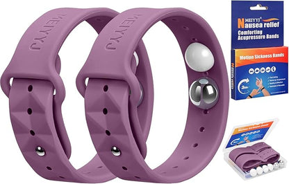 Morning Sickness Relief Wristbands Motion Sickness Bands for Adults Sea Sickness Wristbands for Cruise Travel Nausea Relief of Headaches, Insomnia, Anxiety and Queasinesss-Purple