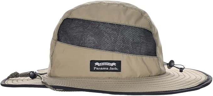 Panama Jack Men's Sun Hat - Nylon Boonie Bucket, Packable, 3 1/4" Big Brim, UPF 50+ UVA/UVB Sun Protection