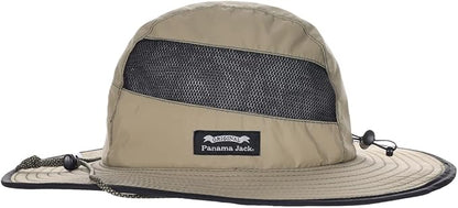 Panama Jack Men's Sun Hat - Nylon Boonie Bucket, Packable, 3 1/4" Big Brim, UPF 50+ UVA/UVB Sun Protection