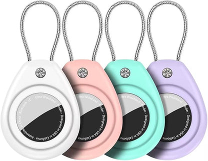 HATALKIN Compatible with AirTag Holder Air Tag Keychain Case with Screen Protector, IP68 Waterproof Air Tags Key Chain for Apple Tag GPS Tracker, Air Tags-4 Pack Holder for Luggage Key,Backpack