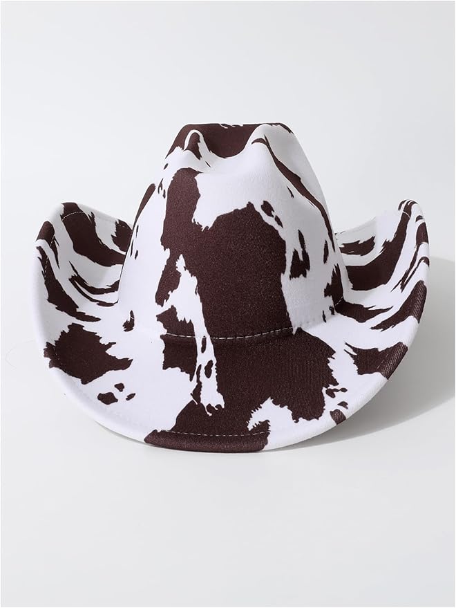 WDIRARA Women's Cowboy Hat Cow Print Western Cowgirl Hats Travel Vacation
